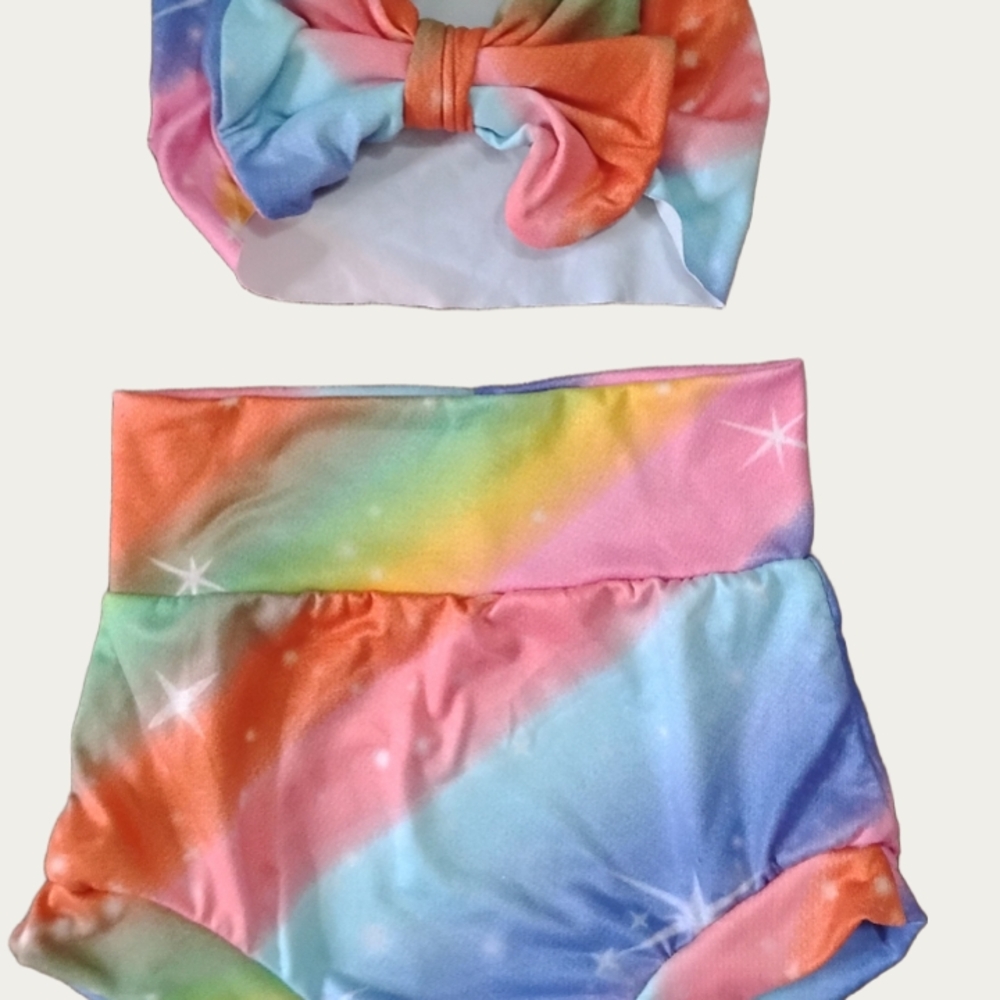 Colorful Bummies With Matching Head Wrap